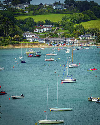 Scenic Coastline with Boats and Houses Wall Art