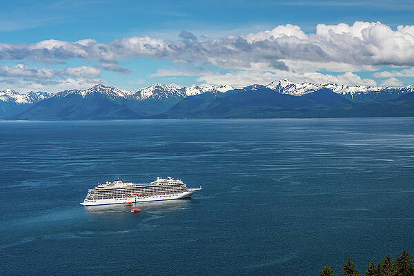 Wall Art featuring the photograph Viking Orion Anchored At Icy Strait Point In Alaska #1 by Steven Heap