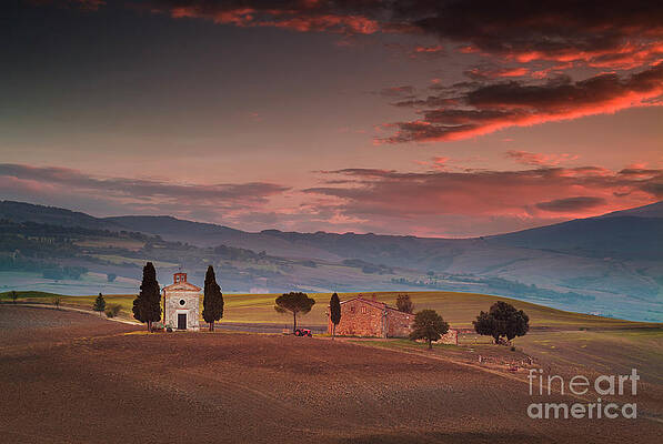 Dramatic Photograph - Vitaleta Chapel Between Pienza And San Quirico D Orcia, Tuscany, Italy #2 by Neale And Judith Clark