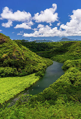 Wall Art featuring the photograph Wailua River Bends Around A Meadow On Kauai #1 by Steven Heap