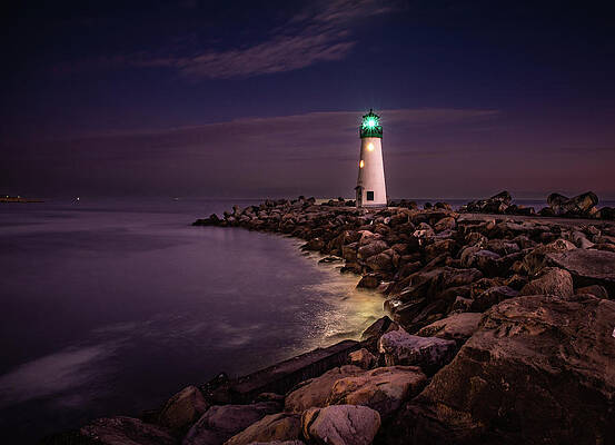 Wall Art featuring the photograph Werner Lighthouse At Night #1 by Matt Halvorson
