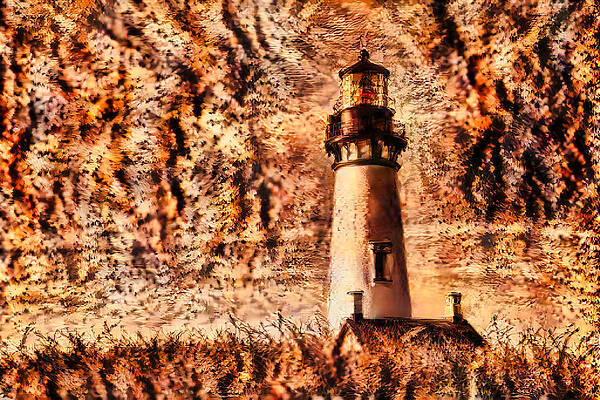 Butterfly Photograph - Yaquina Head Lighthouse With Butterfly Wing Texture #1 by Bruce Block