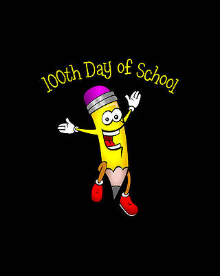 School Wall Art featuring the digital art 100 Days Of School by Flippin Sweet Gear