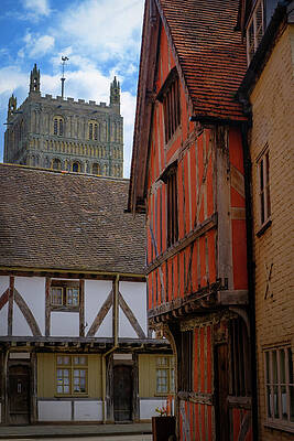 Historic Tudor Buildings and Tower Photograph