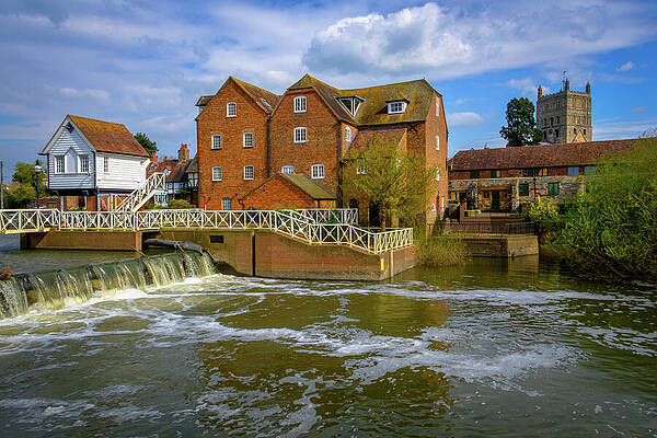 Picturesque Riverside Village Scene Wall Art