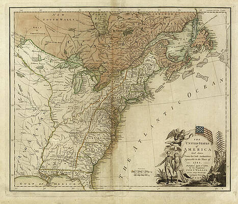 Vintage Drawing - 1783 East Coast United States Map by Dan Sproul