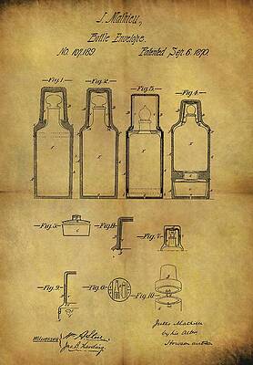 Vintage Drawing - 1870 Pill Bottle Patent by Dan Sproul