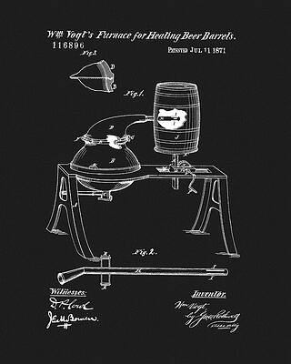 Vintage Drawing - 1871 Beer Barrel Patent by Dan Sproul
