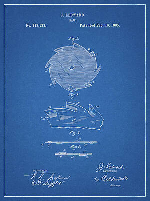 Vintage Drawing - 1885 Saw Blade Patent by Dan Sproul
