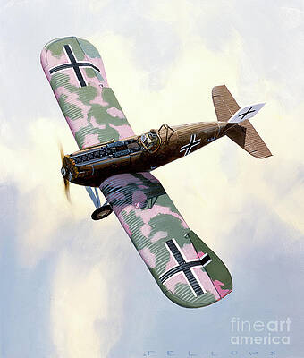Airplane Wall Art featuring the painting Junkers J-1 Blechesel by Jack Fellows