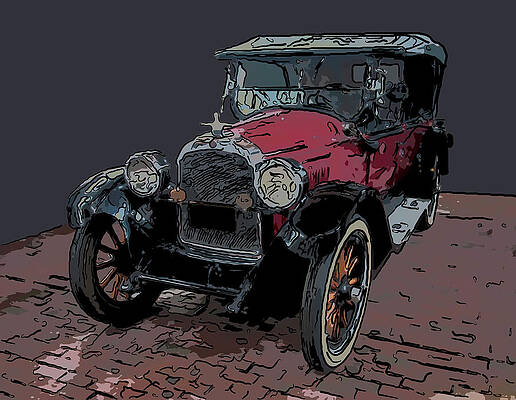Drawing - 1923 Willys Knight Model 67 Touring Car Digital Drawing by Flees Photos