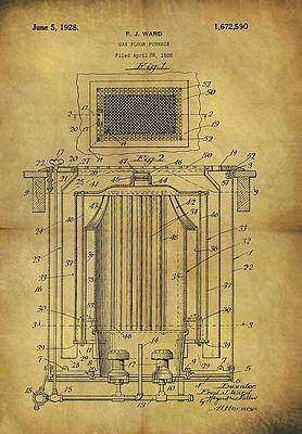 Vintage Drawing - 1928 Floor Furnace Patent by Dan Sproul