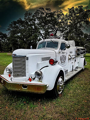 Bicycle Wall Art featuring the digital art 1930s International Firetruck by Rene Vasquez