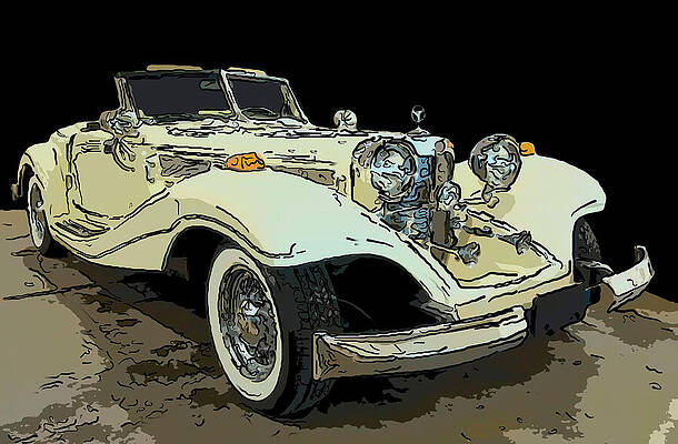 Drawing - 1934 Mercedes Benz 500k Digital Drawing by Flees Photos