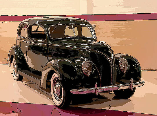 Drawing - 1938 Ford Tudor 2 Dr Digital Drawing by Flees Photos
