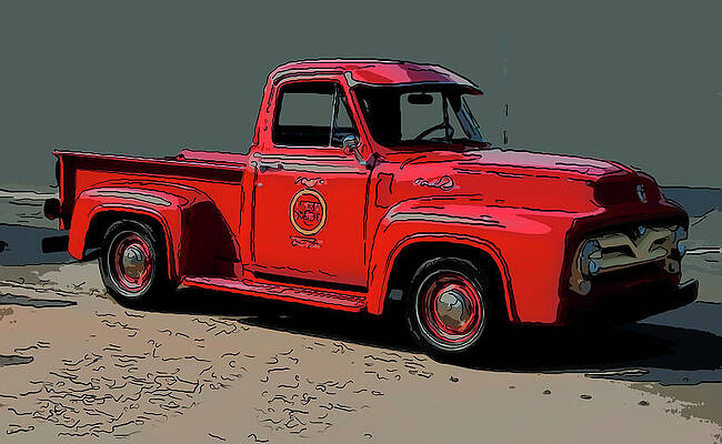 Drawing - 1953 Ford F100 Digital Drawing by Flees Photos