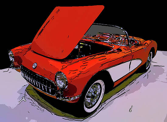 Drawing - 1956 Chevy Corvette Digital Drawing by Flees Photos