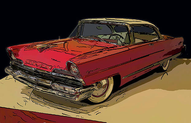 Drawing - 1956 Lincoln Premier Digital Drawing by Flees Photos