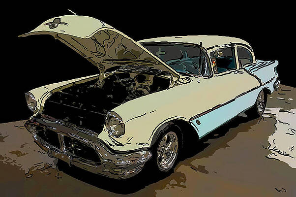 Drawing - 1956 Olds Rocket 88 Digital Drawing by Flees Photos
