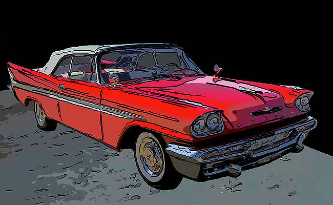 Drawing - 1957 Desoto FireFlight Convertible Digital Drawing by Flees Photos