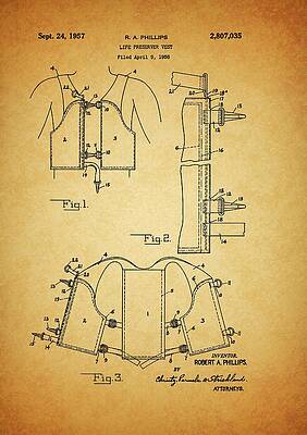 Vintage Drawing - 1957 Life Preserver by Dan Sproul