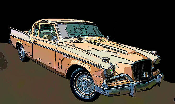 Drawing - 1957 Studebaker Golden Hawk Digital Drawing by Flees Photos