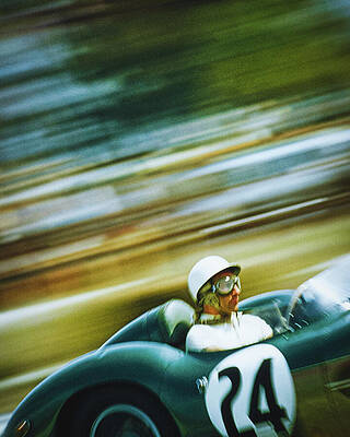 1958 12 Hours of Sebring - Stirling Moss in the Aston Martin by Tom Burnside - Revs Institute Collections