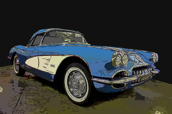Drawing - 1959 Corvette Digital Drawing by Flees Photos