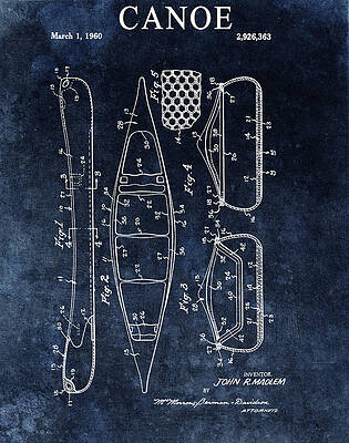 Vintage Drawing - 1960 Canoe Patent by Dan Sproul