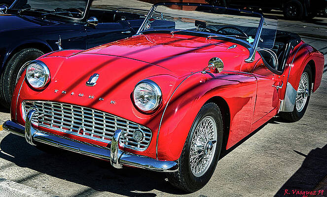 Bicycle Photograph - 1960s Red Triumph TR3A Sports Car by Rene Vasquez