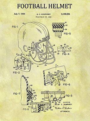 Vintage Drawing - 1964 Football Helmet Vintage Sports Patent by Dan Sproul