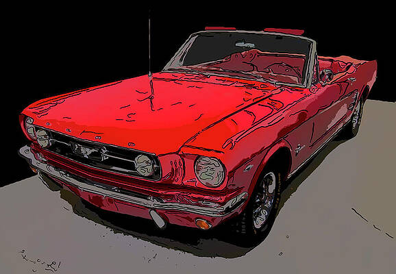 Drawing - 1966 Ford Mustang Convertible Digital Drawing by Flees Photos