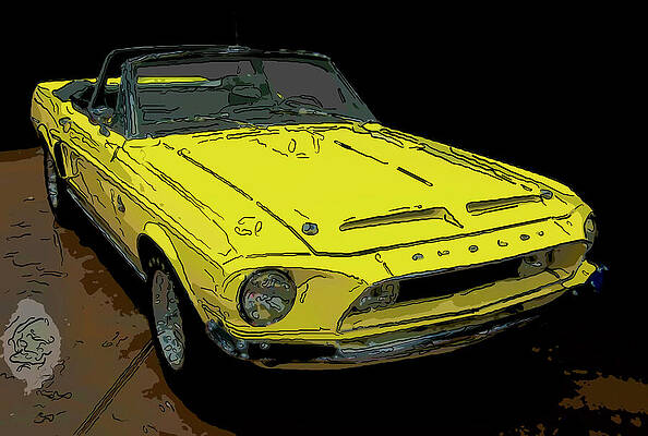 Drawing - 1968 Shelby GT500KR Digial Drawing by Flees Photos