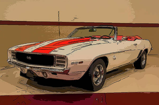 Drawing - 1969 Chevy Camaro RS/SS Digital Drawing by Flees Photos