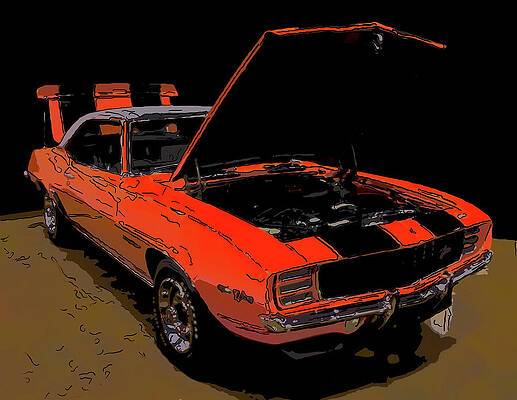 Drawing - 1969 Chevy Camaro Z-28 Digital Drawing by Flees Photos