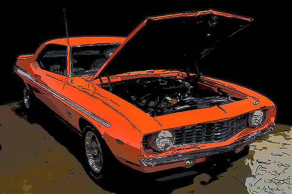 Drawing - 1969 Chevy Yenko Camaro SC Digital Drawing by Flees Photos