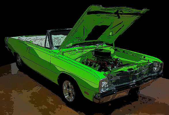 Drawing - 1969 Dodge Dart GT Convertible Digital Oil by Flees Photos