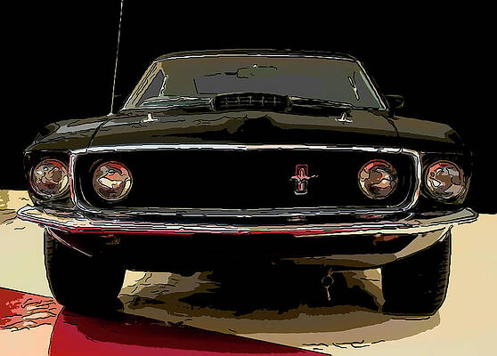 Drawing - 1969 Ford Mustang Digital Drawing by Flees Photos