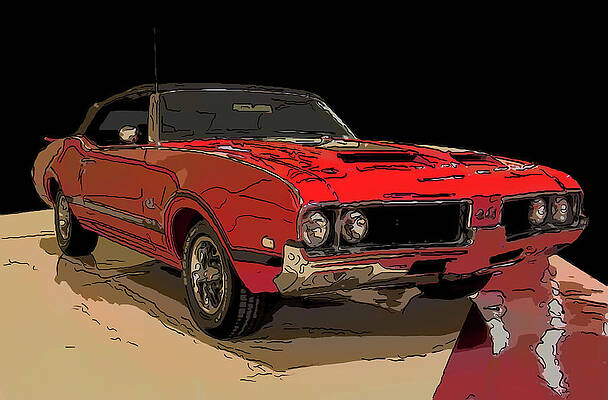 Drawing - 1969 Oldsmobile 442 W30 Digital Drawing by Flees Photos