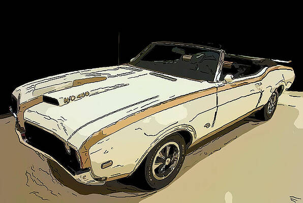Drawing - 1969 Oldsmobile Hurst 455 Convertible Digital Drawing by Flees Photos