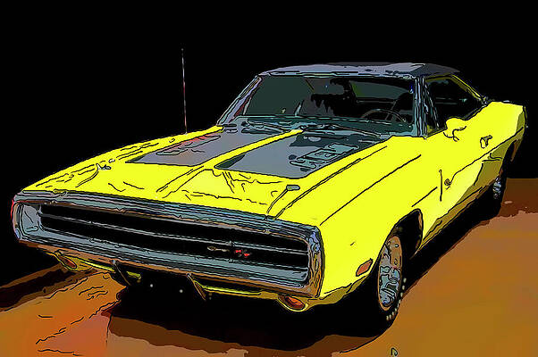 Drawing - 1970 Dodge Charger RT Hemi Digital Drawing by Flees Photos
