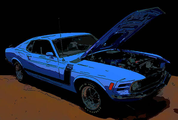 Drawing - 1970 Ford Mustang Boss 302 Digital Drawing by Flees Photos