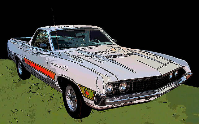 Drawing - 1970 Ford Ranchero Gt Cobra Jet 429 Digital Drawing by Flees Photos