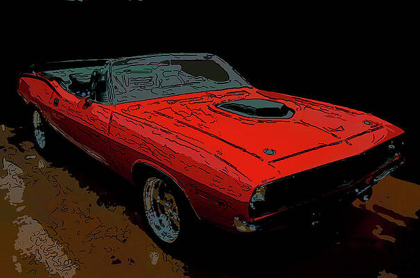 Drawing - 1970 Plymouth Hemi Cuda Convertible Digital Drawing by Flees Photos