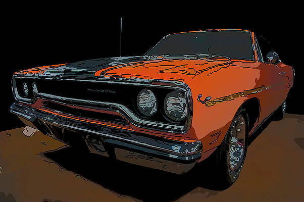 Drawing - 1970 Plymouth Roadrunner 440 Six Pack Digital Drawing by Flees Photos
