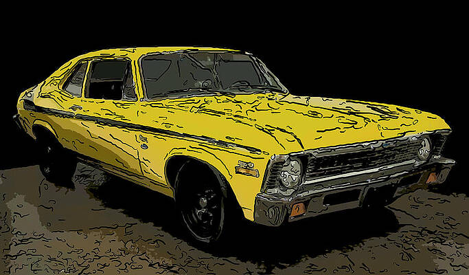 Drawing - 1971 Chevy Nova Yenko Deuce Digital Drawing by Flees Photos