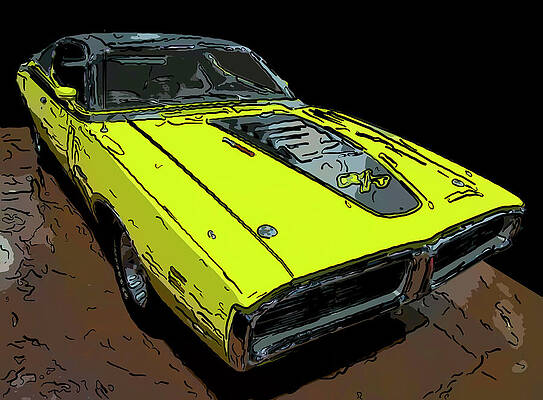Drawing - 1971 Dodge Charger RT Digital Drawing by Flees Photos