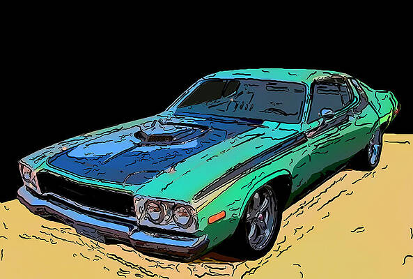 Drawing - 1974 Plymouth Roadrunner Digital Drawing by Flees Photos
