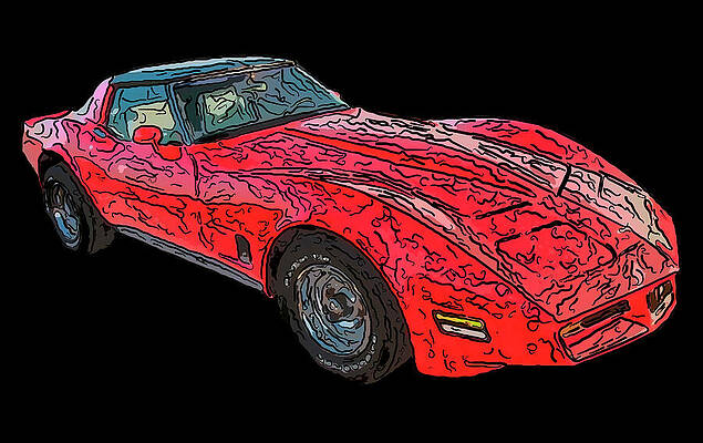 Drawing - 1977 Chevy Corvette T Tops Digital Drawing by Flees Photos