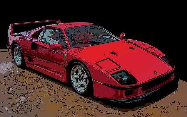 Drawing - 1991 Ferrari F40 Digital Drawing by Flees Photos